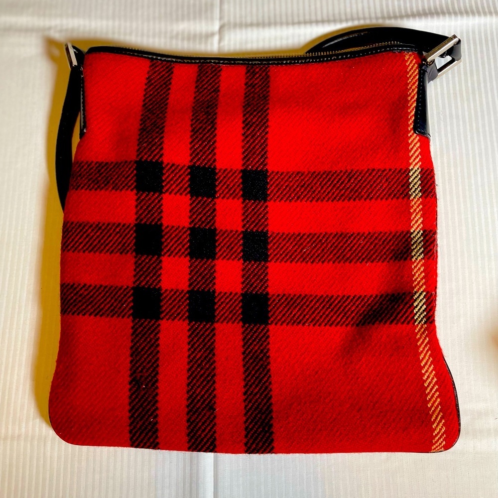 Red wool burberry Messenger bag